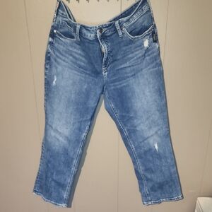 Silver Jeans Light Blue Cropped Distressed Denim